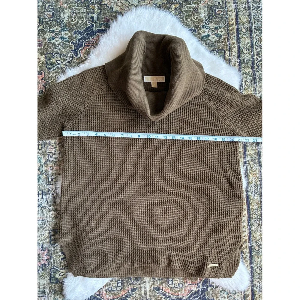 Michael Kors Womens Brown Waffle Knit Turtleneck Sweater‎ Pullover M